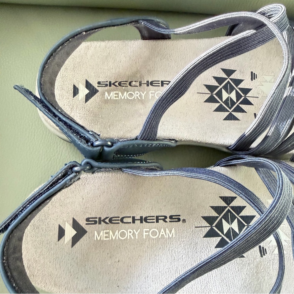 Skechers Women's Black Strappy Memory Foam Sandals